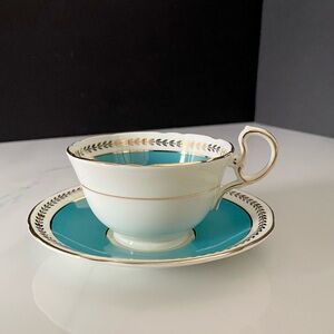 Blue Turquoise and Gold Tea Cup & Saucer by Aynsley